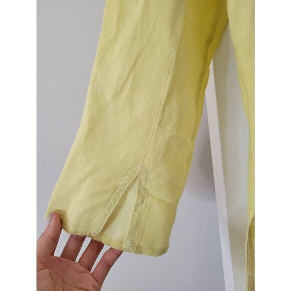 Eileen fisher Irish Liene Yellow Long Shirt M - Picture 9 of 9